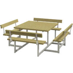 Plus Picnic bord/bænkesæt med 4 ryglæn 224 cm trykimp