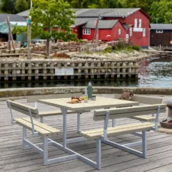Plus Picnic bord/bænkesæt med 4 ryglæn 224 cm trykimp