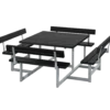 PLUS Picnic Bord/Bænkesæt m/4 ryglæn 224 cm RePlast Sort