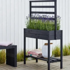 Plus Plantekasse på ben m/espalier 88x37x137 cm Grundmalet sort