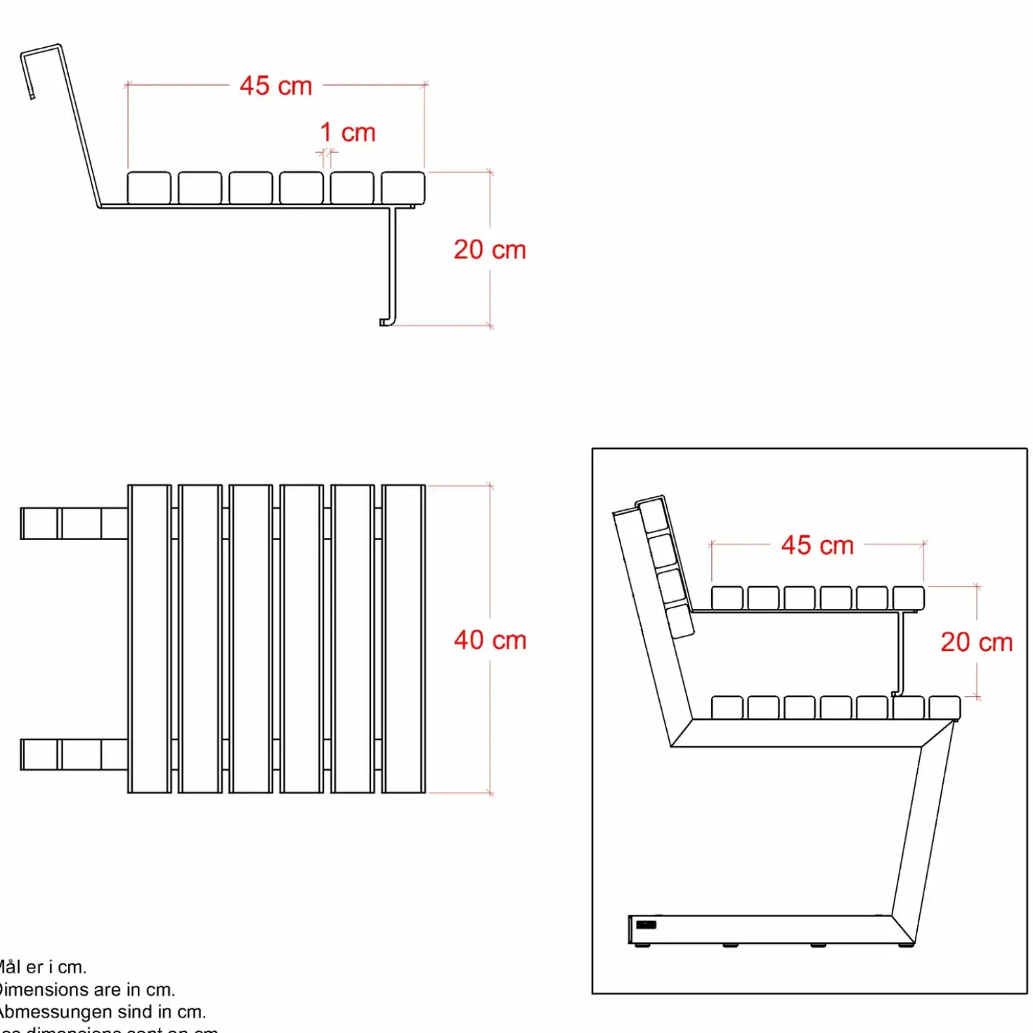 PLUS Relax hængebord 40 cm sort