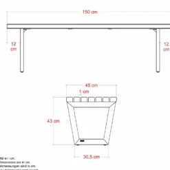 PLUS Siesta Living bænk/bord 150 cm sort