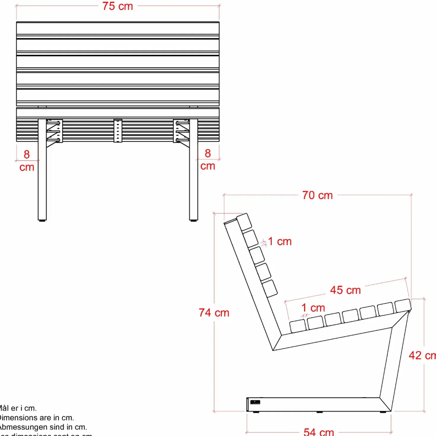 PLUS Siesta Living stol 75 cm sort