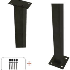 Plus Stålstolpe m/fod til håndliste inkl. bolte 4,5x4,5x103,3 cm sort