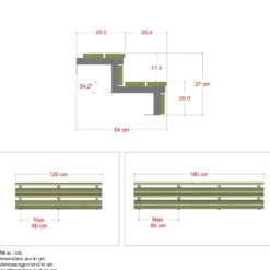 Plus Terrassetrappe 2 trin 37x54 cm 34,2° 120 cm