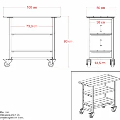 PLUS Urban Picnic plante/grillbord m/2 hylder – sort/sort stel