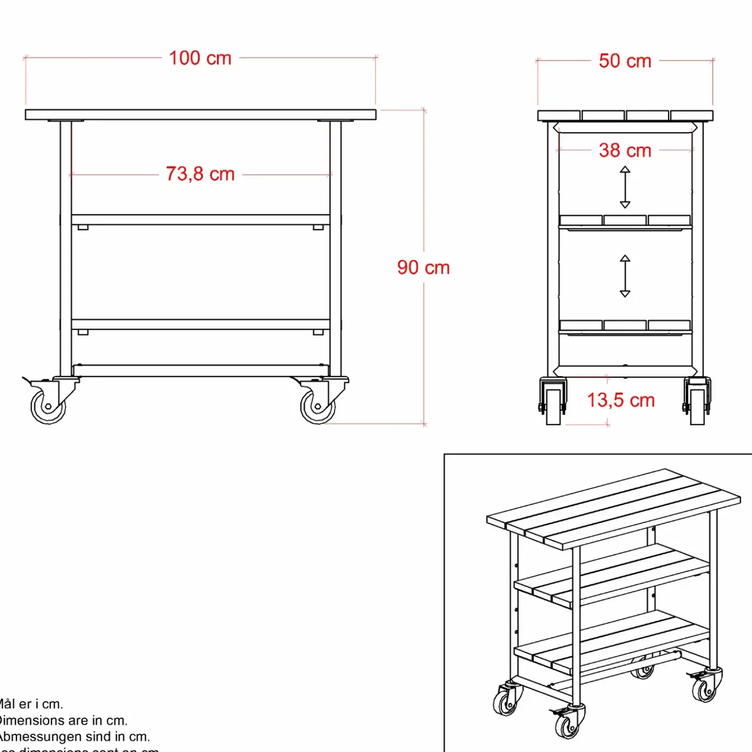 PLUS Urban Picnic plante/grillbord m/1 hylde – sort/sort stel