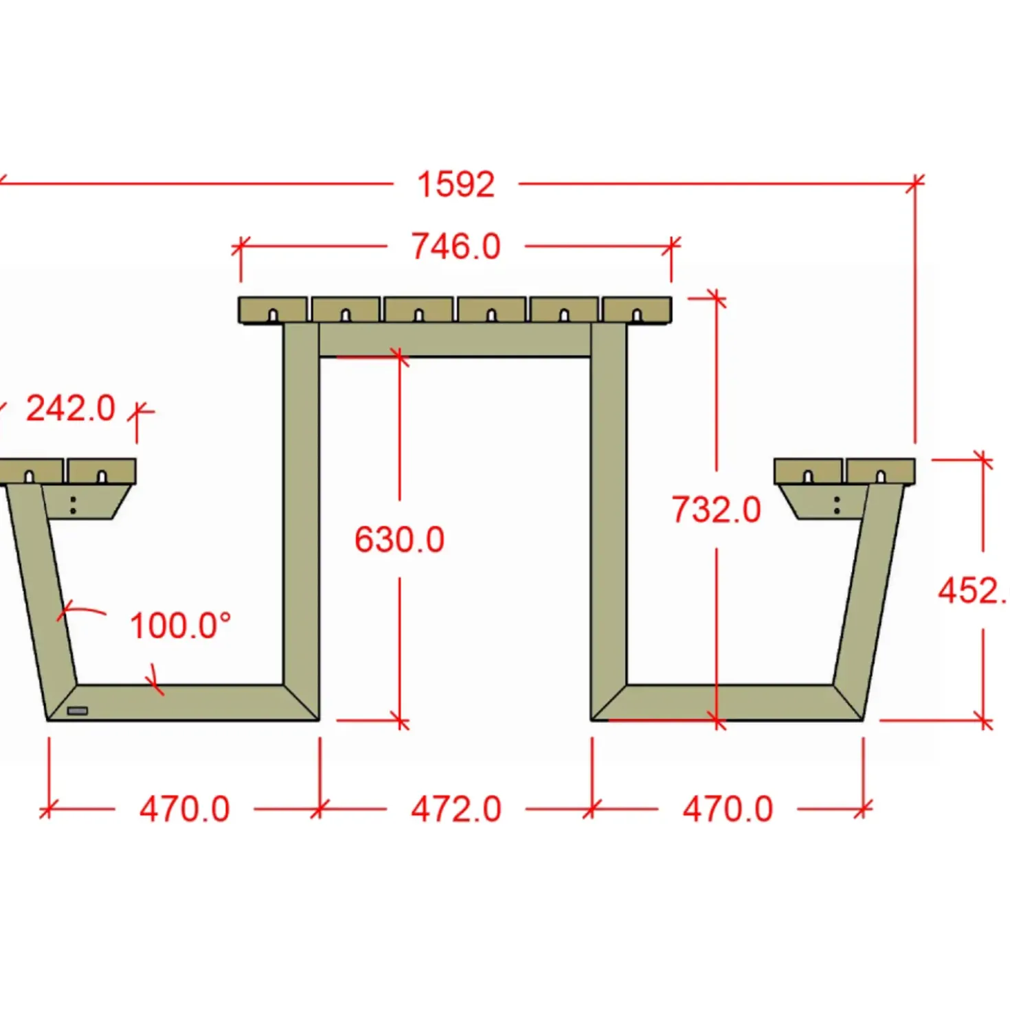 Plus Wega bord/bænkesæt 177 cm trykimp