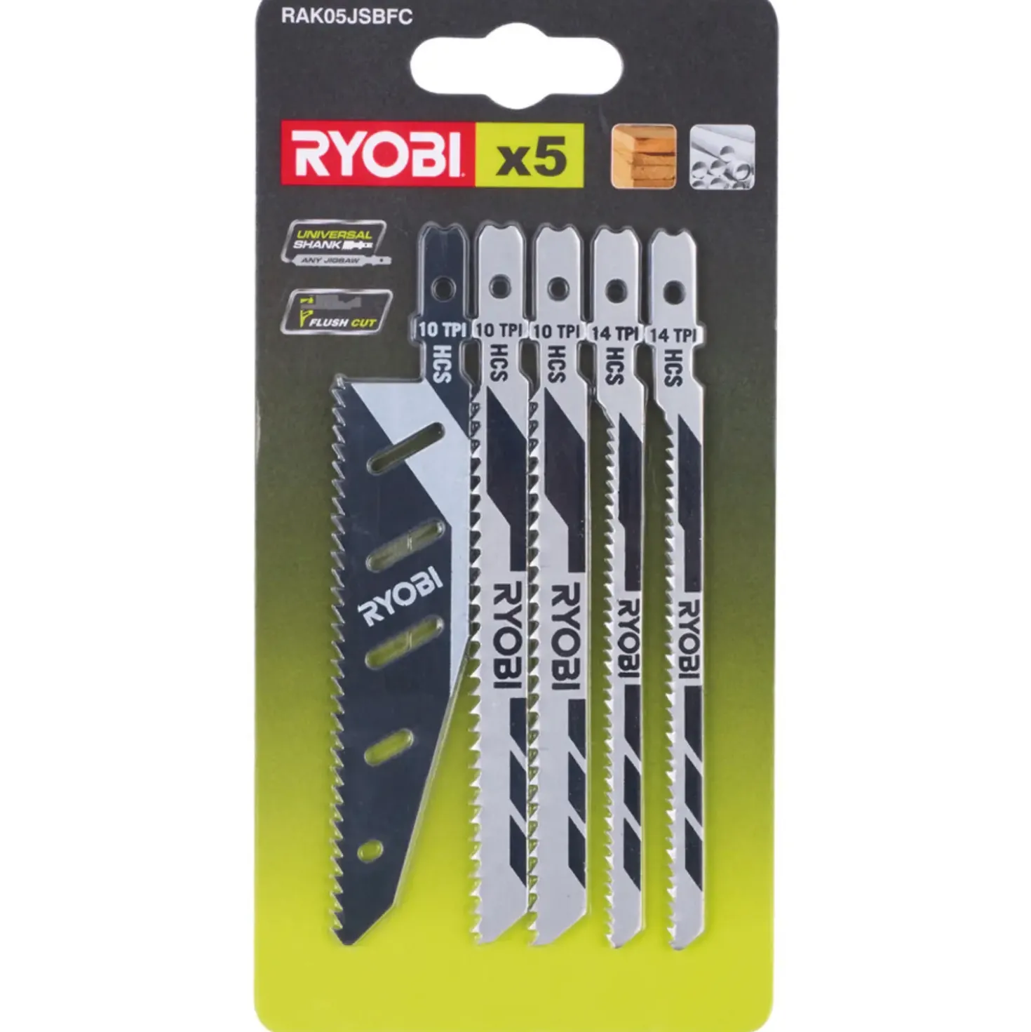 Ryobi RAK05JSBFC stiksavsklinger træ og plastik 5 stk