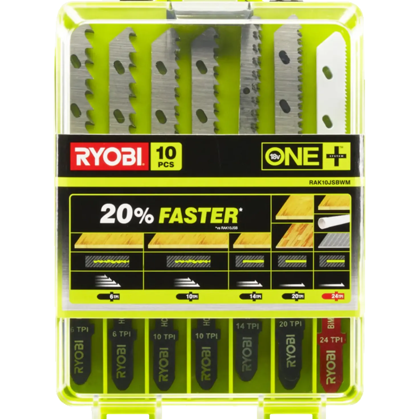 Ryobi RAK10JSBWM stiksavklinger træ, metal og rør 10 pak