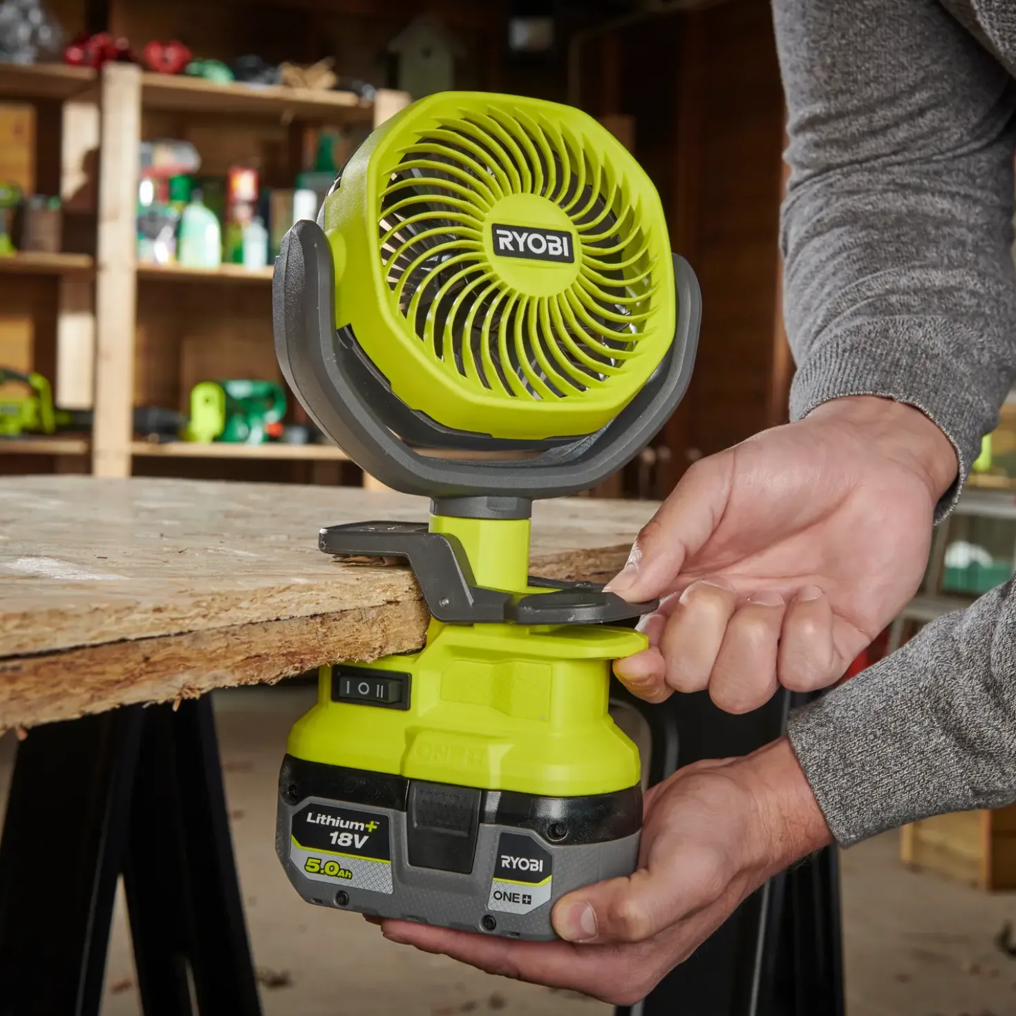 Ryobi RCF18-0 18V ONE+ ventilator m/klemme solo