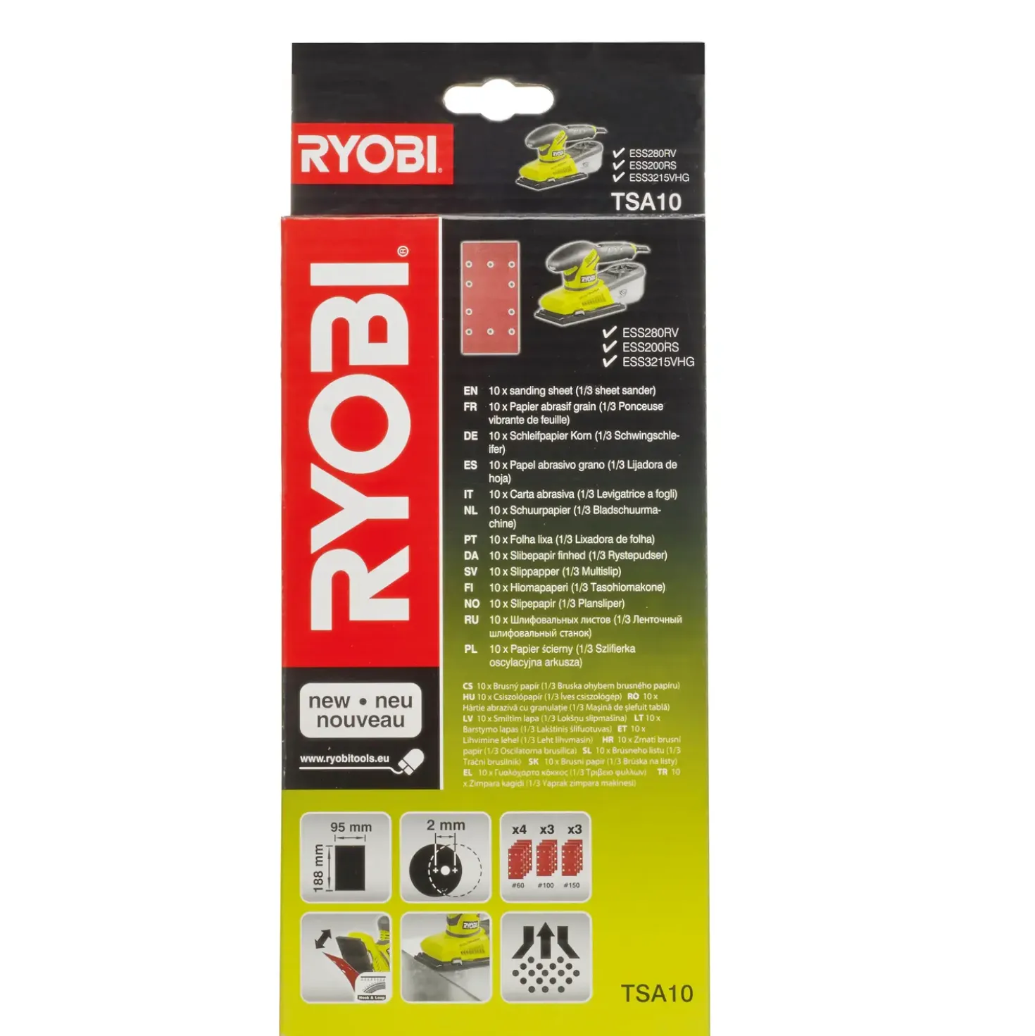 Ryobi TSA10 slibepapir 10 stk