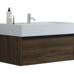 Scanbad badmøbel m/Asyre vask/højre, 1 skuffe, brun eg 81 cm