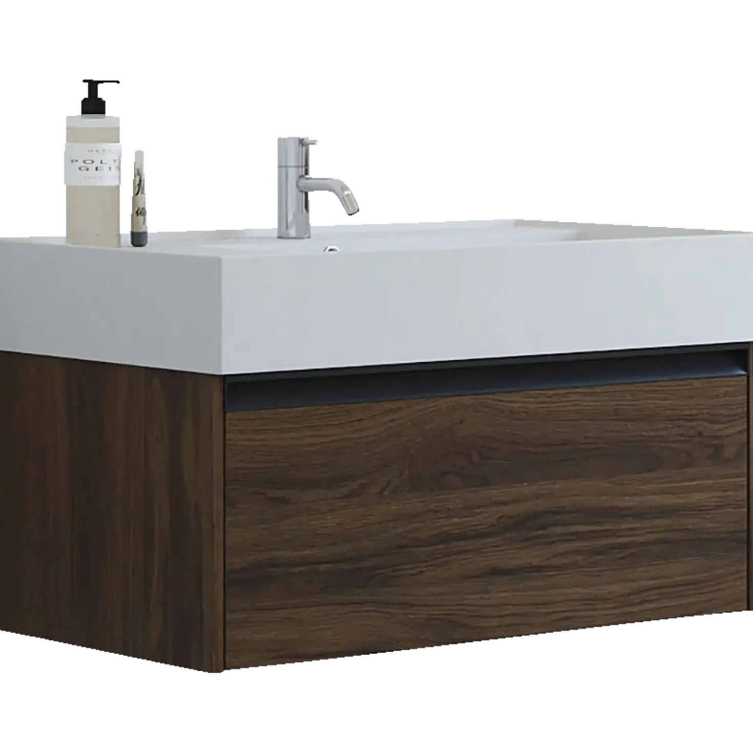 Scanbad badmøbel m/Asyre vask/højre, 1 skuffe, brun eg 81 cm
