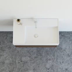 Scanbad badmøbel m/Asyre vask/højre, 1 skuffe, brun eg 81 cm