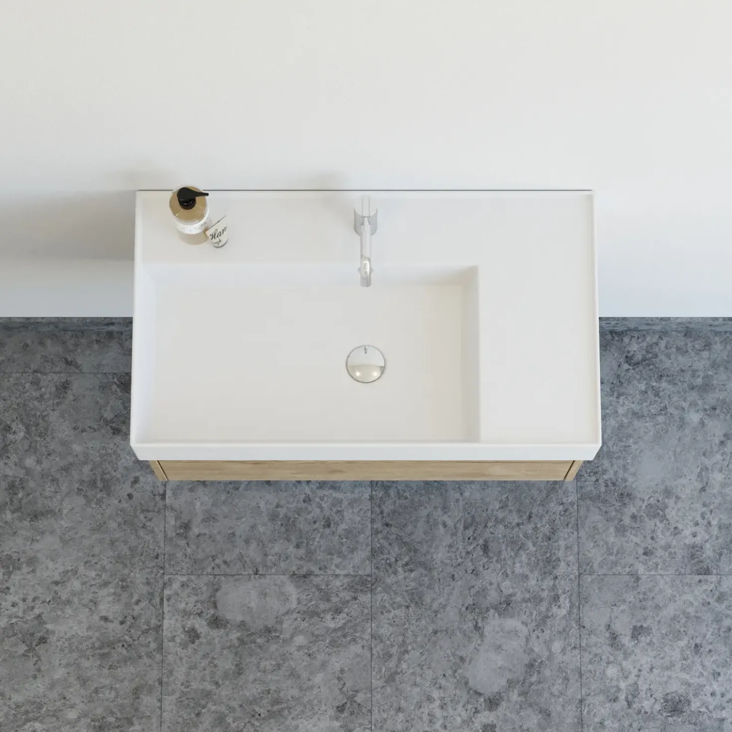 Scanbad badmøbel m/Asyre vask/venstre, 1 skuffe, natur eg 81 cm