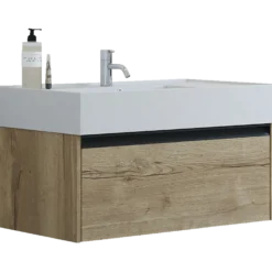 Scanbad badmøbel m/Asyre vask/venstre, 1 skuffe, natur eg 81 cm