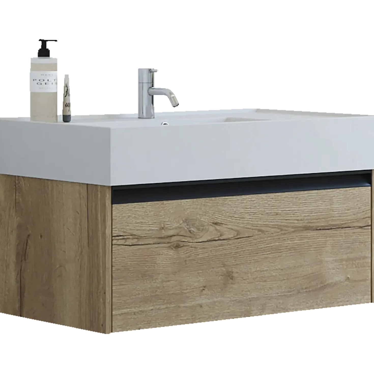 Scanbad badmøbel m/Asyre vask/venstre, 1 skuffe, natur eg 81 cm