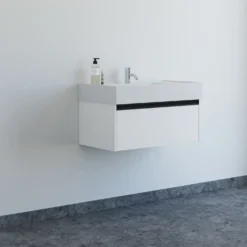 Scanbad badmøbel m/Asyre vask/venstre, 1 skuffe, hvid mat 81 cm