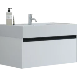 Scanbad badmøbel m/Asyre vask/venstre, 1 skuffe, hvid mat 81 cm