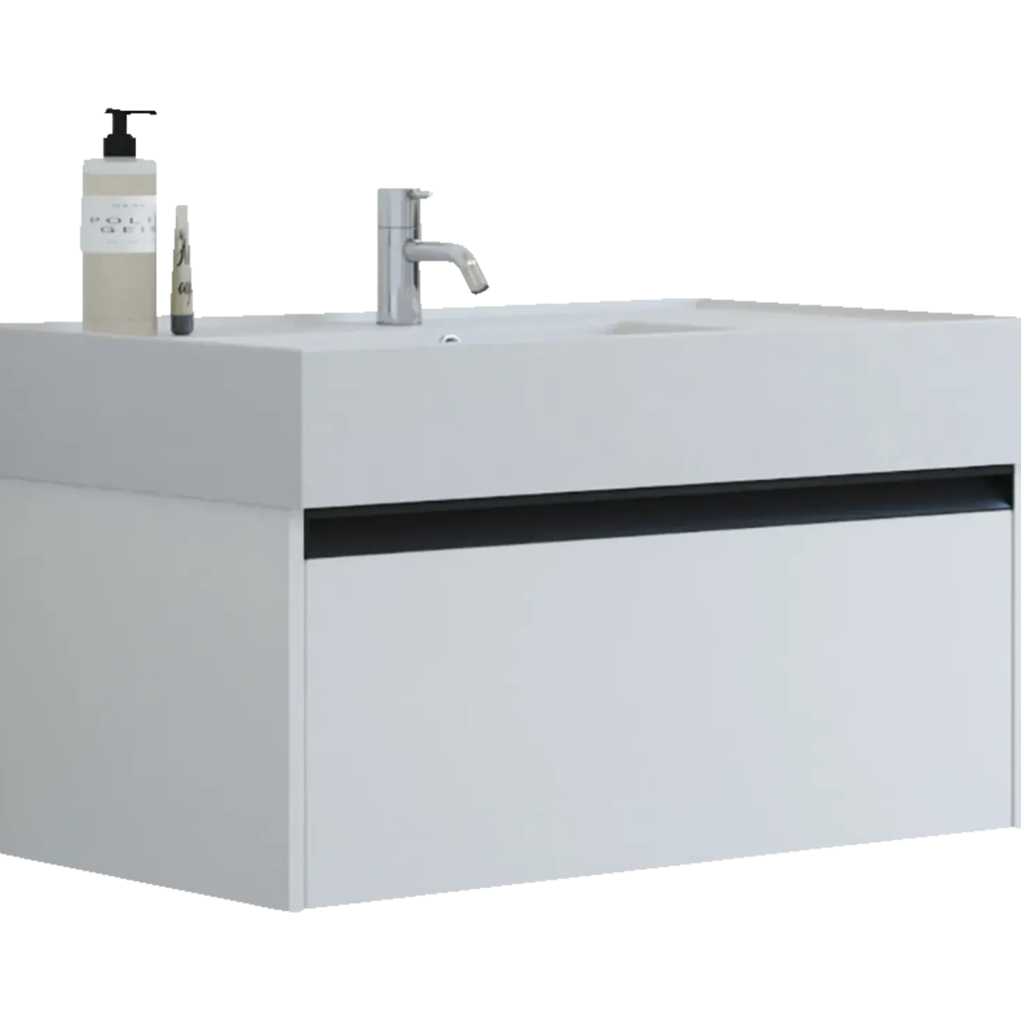 Scanbad badmøbel m/Asyre vask/venstre, 1 skuffe, hvid mat 81 cm