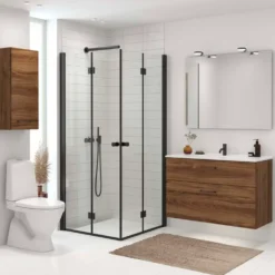 Scanbad B-Foldedør til brusekabine 200x87-89 cm sort m/klar glas