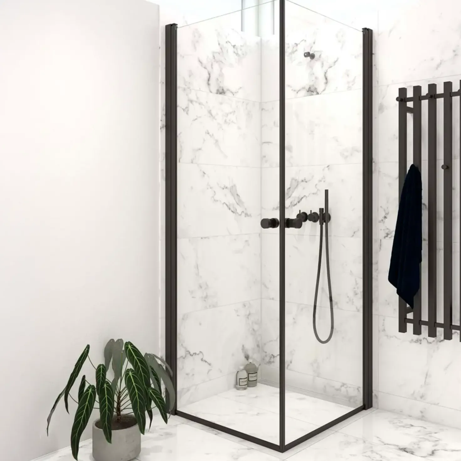 Scanbad brusedør 79x200 cm mat sort