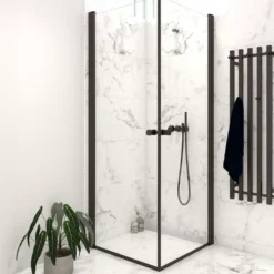 Scanbad brusedør 89x200 cm mat sort