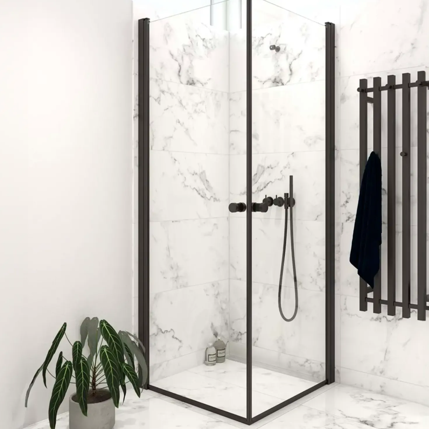 Scanbad brusedør 89x200 cm mat sort