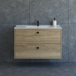 Scanbad Delta badmøbel m/Karat vask, 2 skuffer, natur eg 100 cm