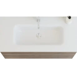 Scanbad Delta vaskeskab m/Dewy håndvask 100cm brun eg