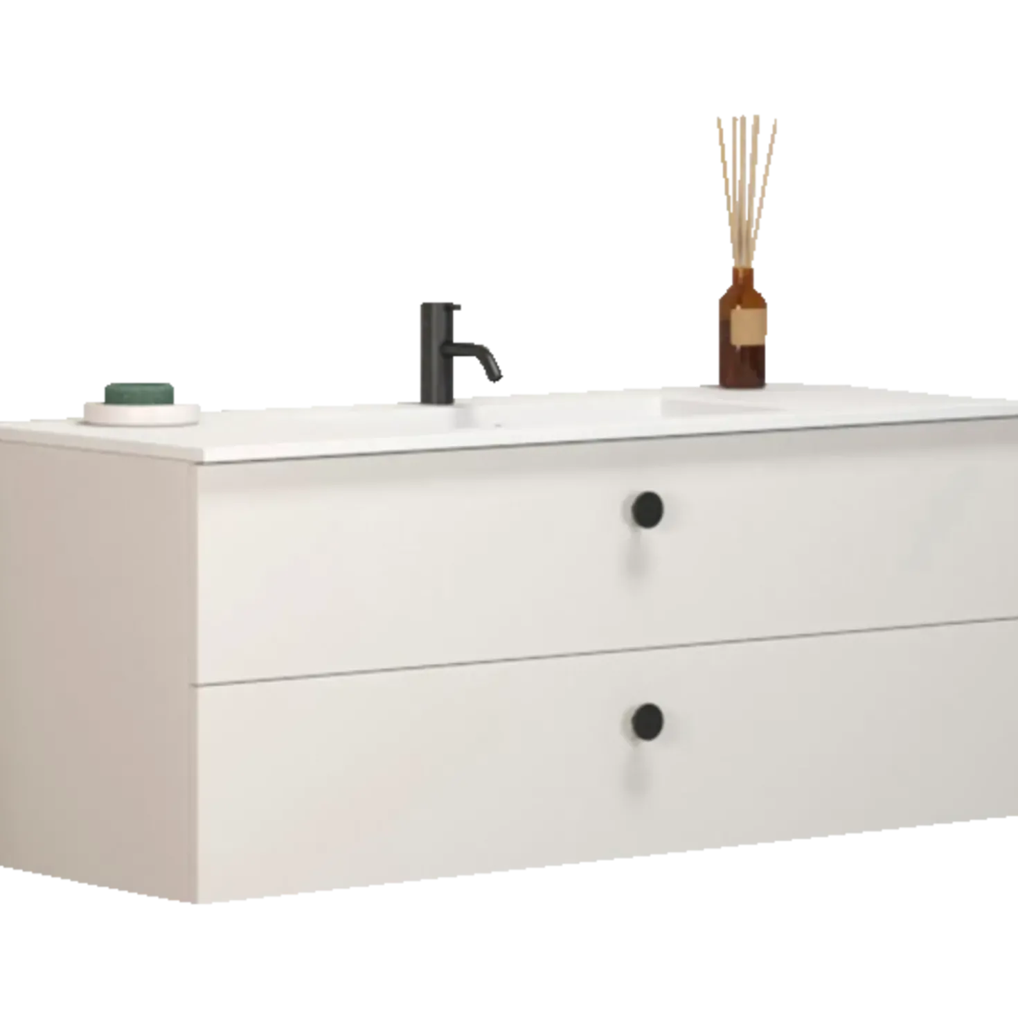 Scanbad Delta vaskeskab m/Micca vask 120 cm mat hvid
