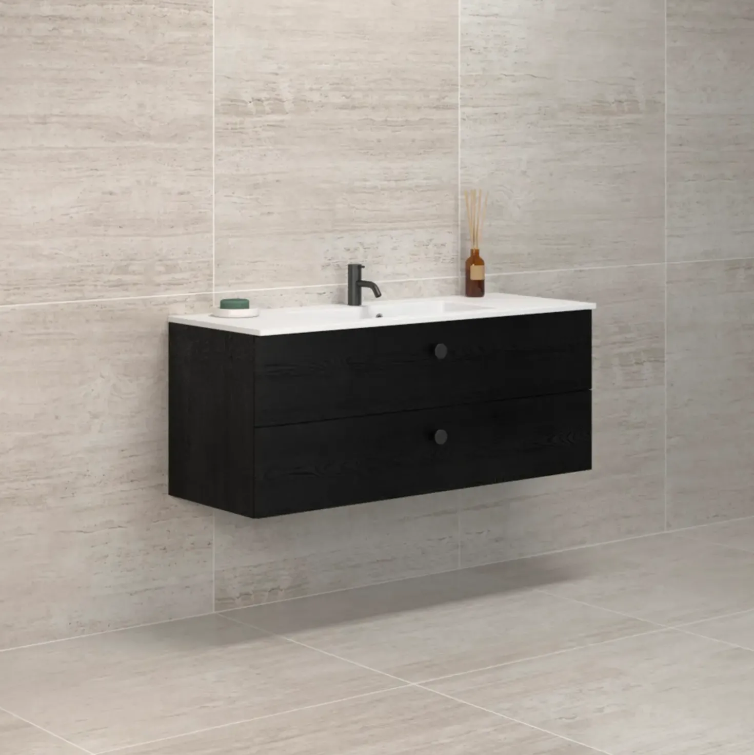 Scanbad Delta vaskeskab m/Micca vask 120 cm sort eg