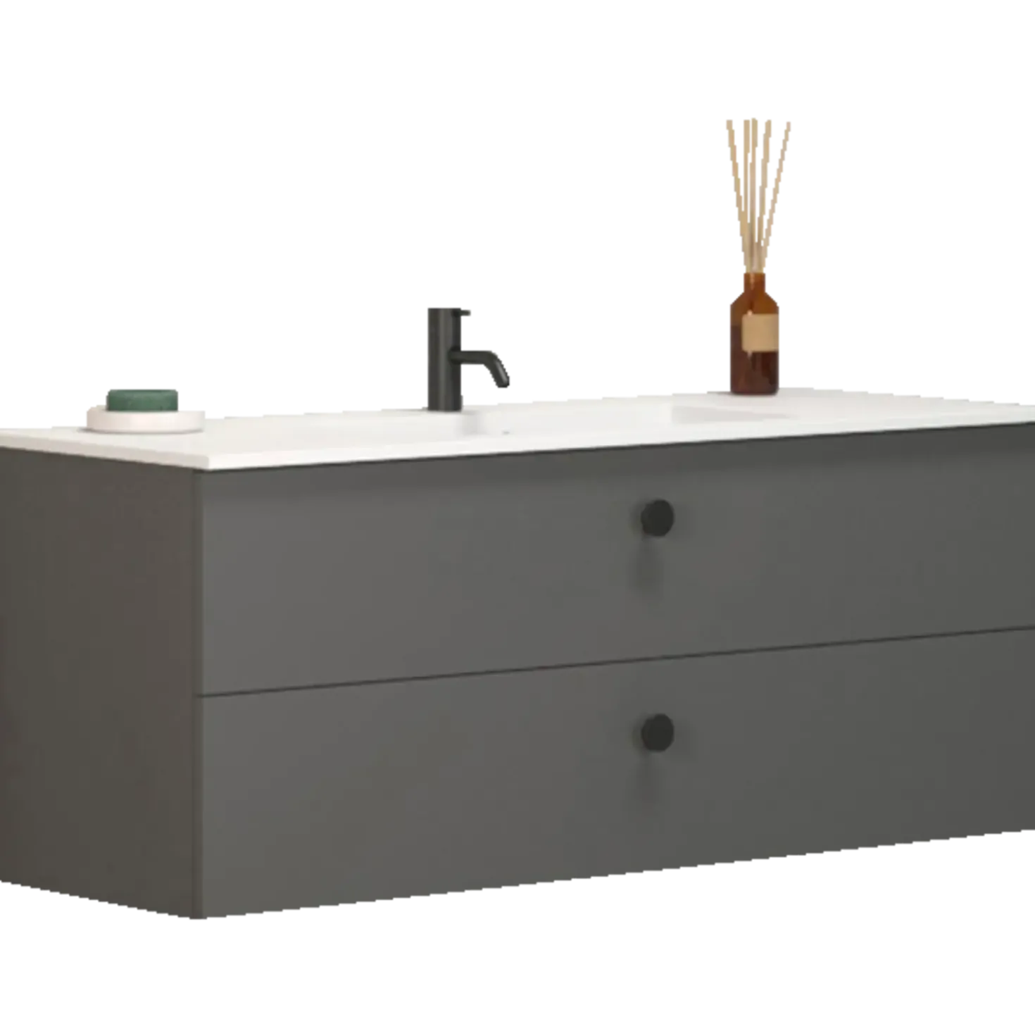 Scanbad Delta vaskeskab m/Micca vask 120 cm mat grå