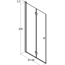 Scanbad foldedør 99x200cm børstet satin/isglas