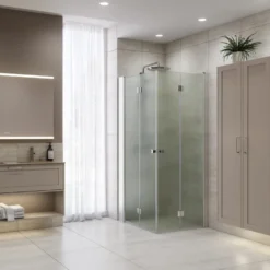 Scanbad foldedør 79x200cm børstet satin/isglas