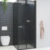 Scanbad foldedør 79x200cm sort/røgfarvet glas