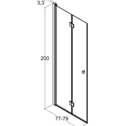Scanbad foldedør 79x200cm sort/røgfarvet glas