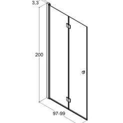 Scanbad foldedør 99x200cm sort/røgfarvet glas