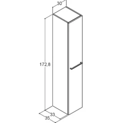 Scanbad Multo+ højskab m/1 låge vendbar 175x30x35 cm hvid mat