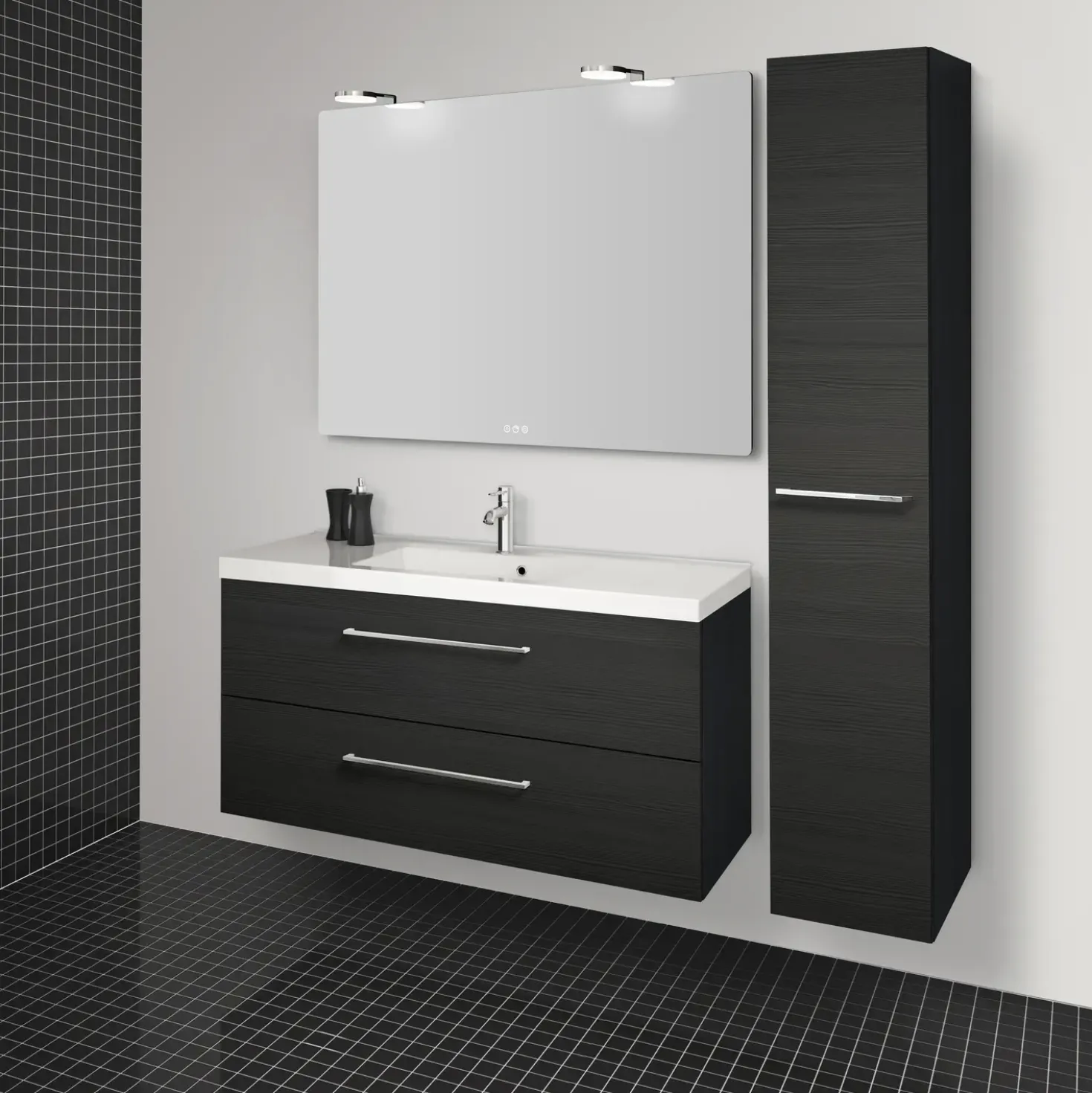 Scanbad Multo+ vaskeskab m/Aura vask 120 cm sort