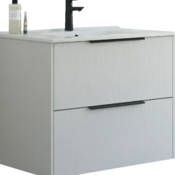 Scanbad NOW vaskeskab m/to skuffer 65,8x81x45,5 cm, mat sand stribet front