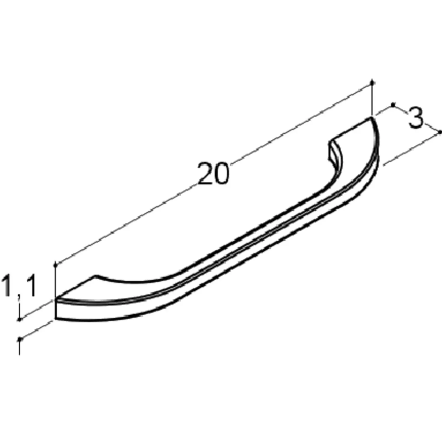 Scanbad Slim bøjlegreb 20 cm messing