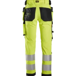 Snickers Allroundwork arbejdsbukser med hylsterlommer stretch klasse 2 hi-vis gul/sort str. 54