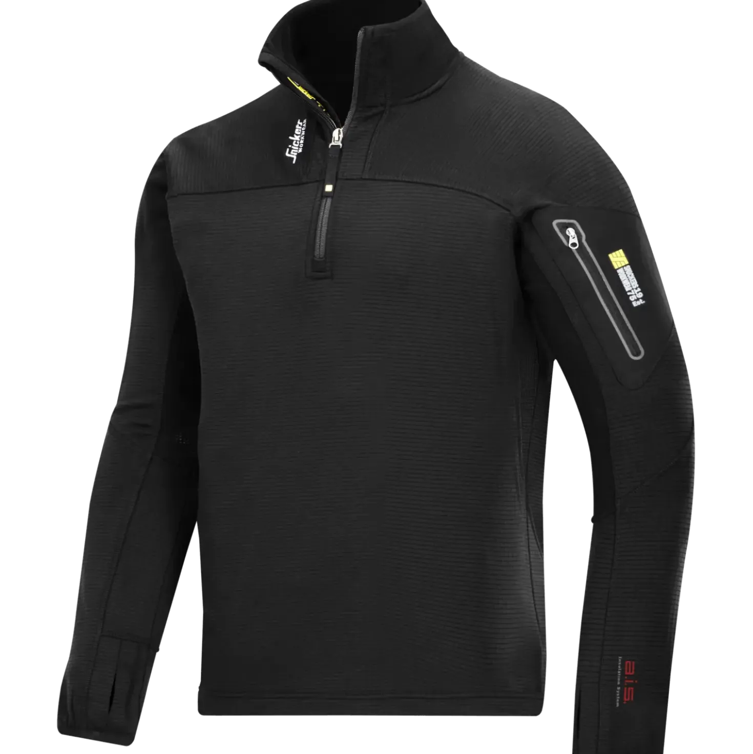 Snickers Workwear pullover med lynlås Body Mapping sort str. L