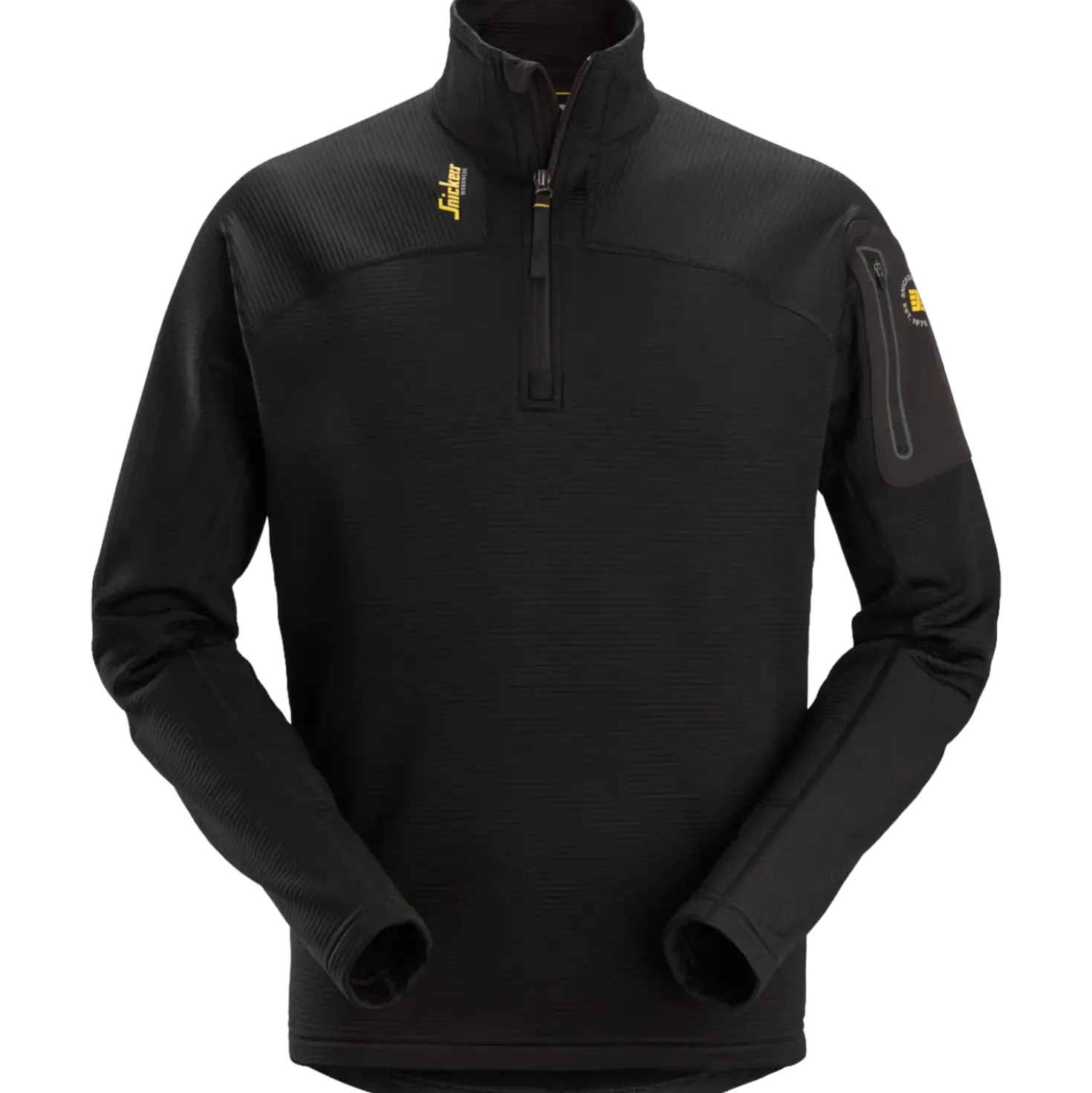 Snickers Workwear pullover med lynlås Body Mapping sort str. L