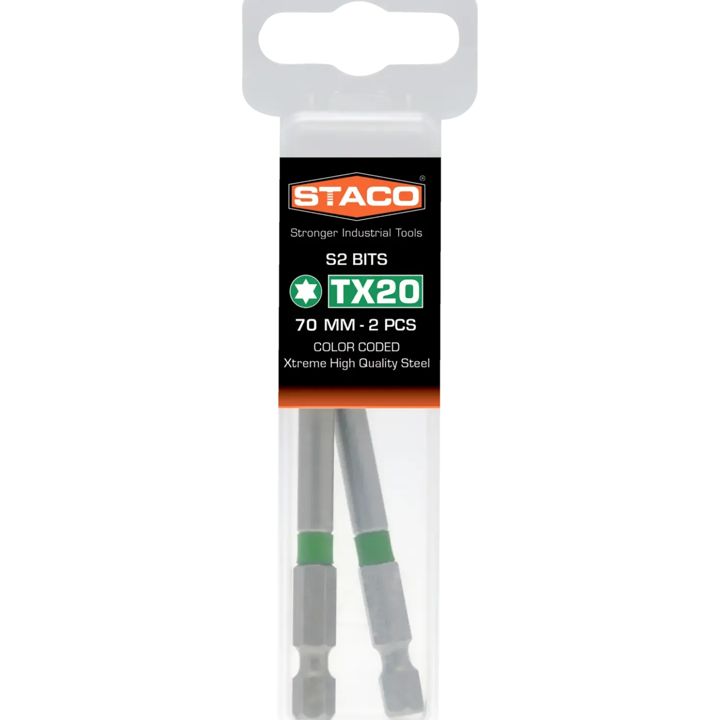 Staco 1/4" PH2 bit orange 70 mm 2 stk.