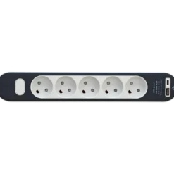 5-stikdåse med ledning og USB A+C uden jord 1,4 m