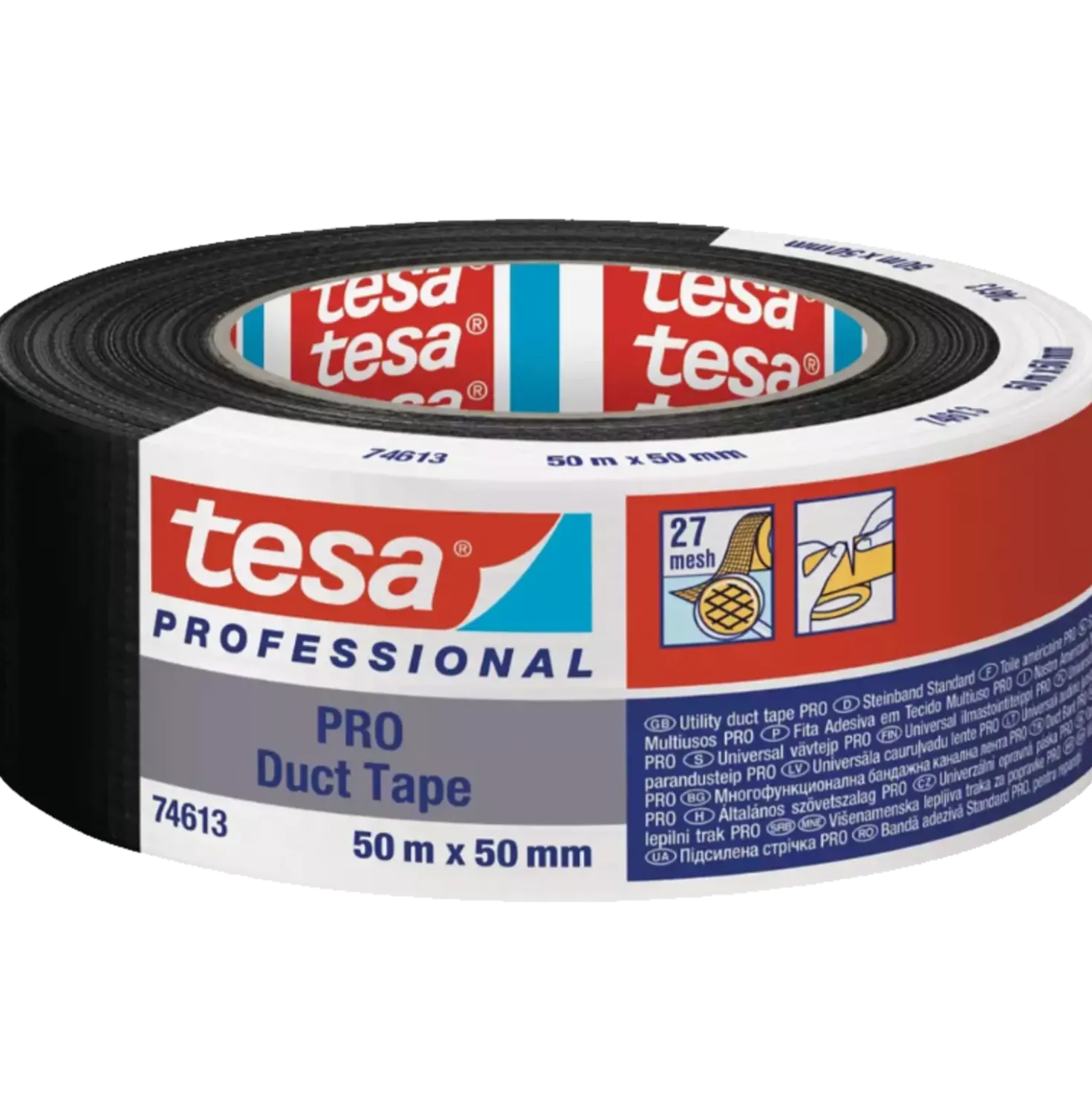 Tesa lærredtape 50 m x 50 mm sort