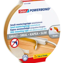 Tesa® Powerbond Slim dobbeltklæbende monteringstape indoor 5 m x 9 mm